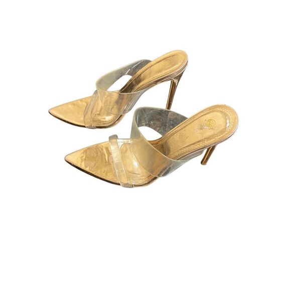 Slip On Rose Gold Sexy transparent Acrylic Stiletto Heels Size 7.5 - Picture 2 of 5